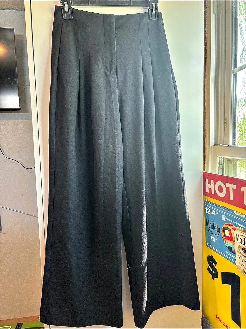 Abercrombie & Fitch A&F Sloane Tailored Wide Leg Pant Black Waist 25S
